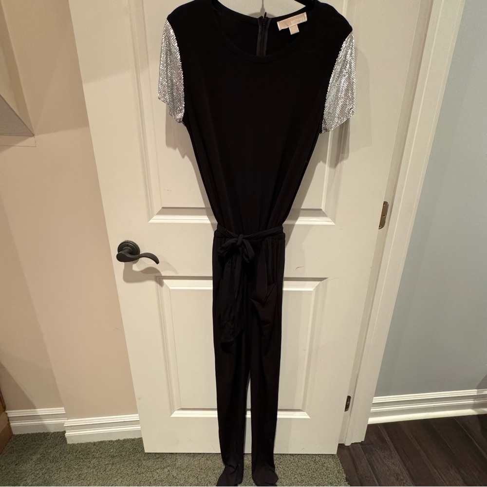 Michael Kors Black Jumpsuit with Silver Sleeves